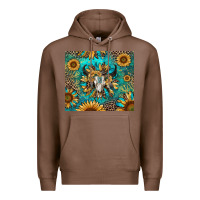 Chestnut bull skull sunflowers Premium Hoodie - RanaPortraitStore