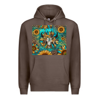 Coffee bull skull sunflowers Premium Hoodie - RanaPortraitStore