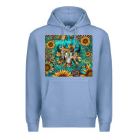 Colony Blue bull skull sunflowers Premium Hoodie - RanaPortraitStore