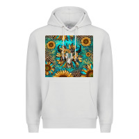 Dove Grey bull skull sunflowers Premium Hoodie - RanaPortraitStore