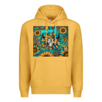 Mustard bull skull sunflowers Premium Hoodie - RanaPortraitStore