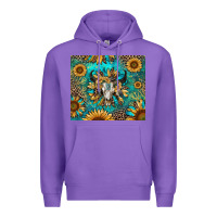 Purple bull skull sunflowers Premium Hoodie - RanaPortraitStore