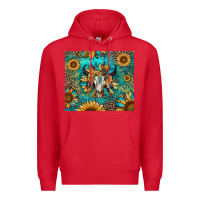 Red bull skull sunflowers Premium Hoodie - RanaPortraitStore