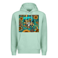 Seafoam bull skull sunflowers Premium Hoodie - RanaPortraitStore
