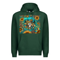 Sports Green bull skull sunflowers Premium Hoodie - RanaPortraitStore