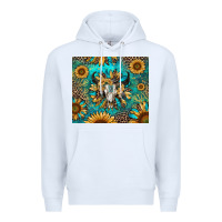 White bull skull sunflowers Premium Hoodie - RanaPortraitStore