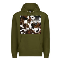 Army Green cowhide and leopard pattern Premium Hoodie - RanaPortraitStore