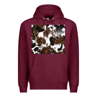 Burgundy cowhide and leopard pattern Premium Hoodie - RanaPortraitStore