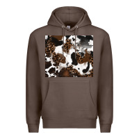 Coffee cowhide and leopard pattern Premium Hoodie - RanaPortraitStore