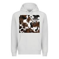 Dove Grey cowhide and leopard pattern Premium Hoodie - RanaPortraitStore