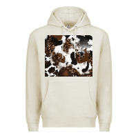 Oatmeal Heather cowhide and leopard pattern Premium Hoodie - RanaPortraitStore