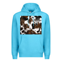Ocean Blue cowhide and leopard pattern Premium Hoodie - RanaPortraitStore