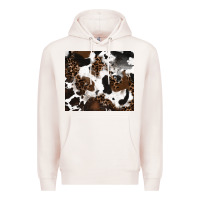 Pale Pink cowhide and leopard pattern Premium Hoodie - RanaPortraitStore