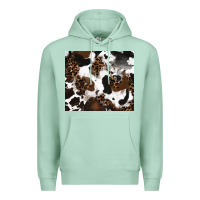 Seafoam cowhide and leopard pattern Premium Hoodie - RanaPortraitStore