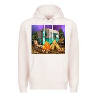 Pale Pink camping Premium Hoodie - RanaPortraitStore