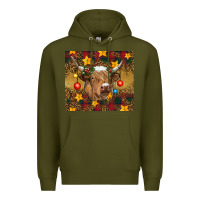 Army Green Christmas cow Premium Hoodie - RanaPortraitStore