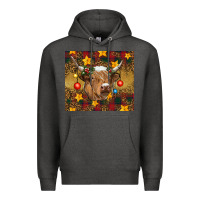 Charcoal Heather Christmas cow Premium Hoodie - RanaPortraitStore