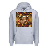 Heather Grey Christmas cow Premium Hoodie - RanaPortraitStore