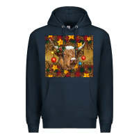 Navy Christmas cow Premium Hoodie - RanaPortraitStore