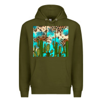 Army Green cactus turquoise leopard cowhide tumbler rana Premium Hoodie - RanaPortraitStore