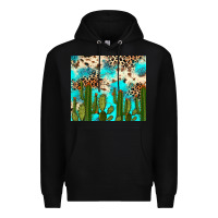 Black cactus turquoise leopard cowhide tumbler rana Premium Hoodie - RanaPortraitStore