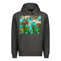 Charcoal Heather cactus turquoise leopard cowhide tumbler rana Premium Hoodie - RanaPortraitStore