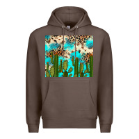 Coffee cactus turquoise leopard cowhide tumbler rana Premium Hoodie - RanaPortraitStore
