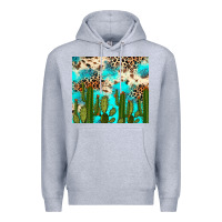 Heather Grey cactus turquoise leopard cowhide tumbler rana Premium Hoodie - RanaPortraitStore