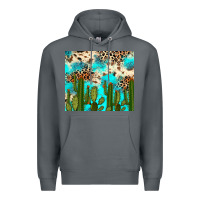 Rock cactus turquoise leopard cowhide tumbler rana Premium Hoodie - RanaPortraitStore