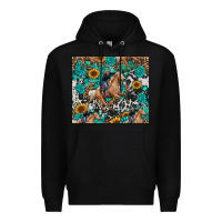Black cowgirl sunflower turquoise Premium Hoodie - RanaPortraitStore