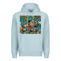 Blue Mist cowgirl sunflower turquoise Premium Hoodie - RanaPortraitStore