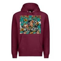 Burgundy cowgirl sunflower turquoise Premium Hoodie - RanaPortraitStore