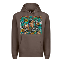 Coffee cowgirl sunflower turquoise Premium Hoodie - RanaPortraitStore
