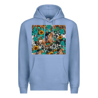 Colony Blue cowgirl sunflower turquoise Premium Hoodie - RanaPortraitStore