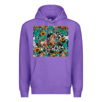 Purple cowgirl sunflower turquoise Premium Hoodie - RanaPortraitStore