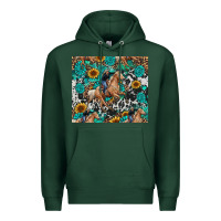 Sports Green cowgirl sunflower turquoise Premium Hoodie - RanaPortraitStore