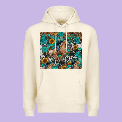 Premium Hoodie cowgirl sunflower turquoise
