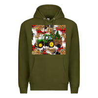 Army Green christmas farm tractor Premium Hoodie - RanaPortraitStore