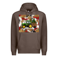 Coffee christmas farm tractor Premium Hoodie - RanaPortraitStore