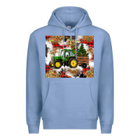 Colony Blue christmas farm tractor Premium Hoodie - RanaPortraitStore