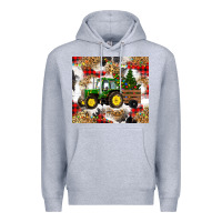 Heather Grey christmas farm tractor Premium Hoodie - RanaPortraitStore