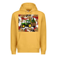 Mustard christmas farm tractor Premium Hoodie - RanaPortraitStore