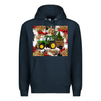 Navy christmas farm tractor Premium Hoodie - RanaPortraitStore