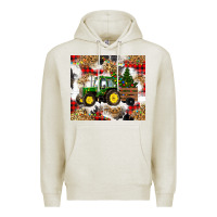 Oatmeal Heather christmas farm tractor Premium Hoodie - RanaPortraitStore