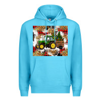 Ocean Blue christmas farm tractor Premium Hoodie - RanaPortraitStore