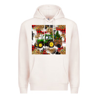 Pale Pink christmas farm tractor Premium Hoodie - RanaPortraitStore