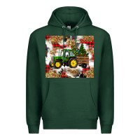 Sports Green christmas farm tractor Premium Hoodie - RanaPortraitStore