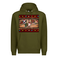 Army Green hohoho christmas cows Premium Hoodie - RanaPortraitStore