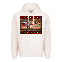 Pale Pink hohoho christmas cows Premium Hoodie - RanaPortraitStore