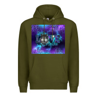 Army Green for the love of the wolves Premium Hoodie - RanaPortraitStore
